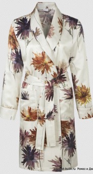 Белый шелковый халат с цветочным принтом Zimmerli 