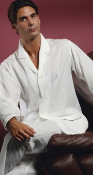 Белая мужская пижама лен B&B (Италия)