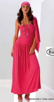 Длинное пляжное платье ярко-розового цвета