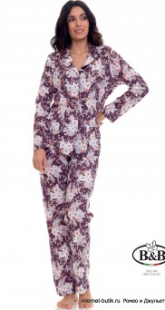 Трикотажная пижама на пуговицах с цветочным принтом B&B