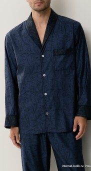 Синяя мужская пижама с фактурным рисунком Zimmerli 4737-75013